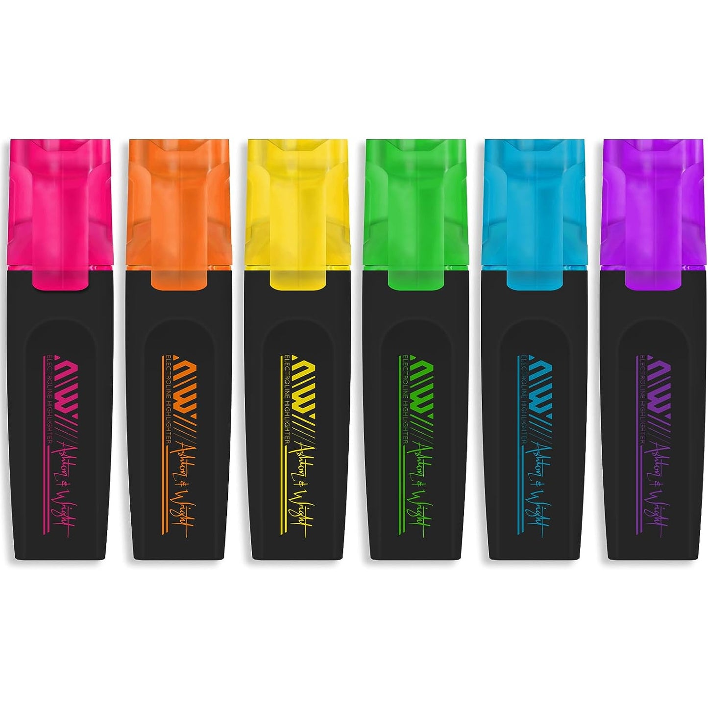 ElectroLine Classic Neon Highlighter Markers - Pack of 6 Pens