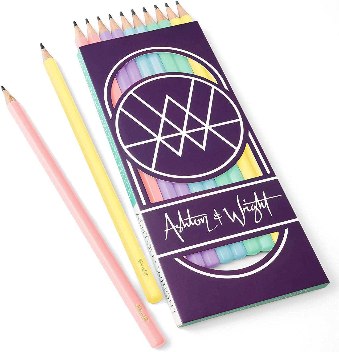 Pastel Stationery Set - Classic HB Pencils, 15cm Rulers, Erasers