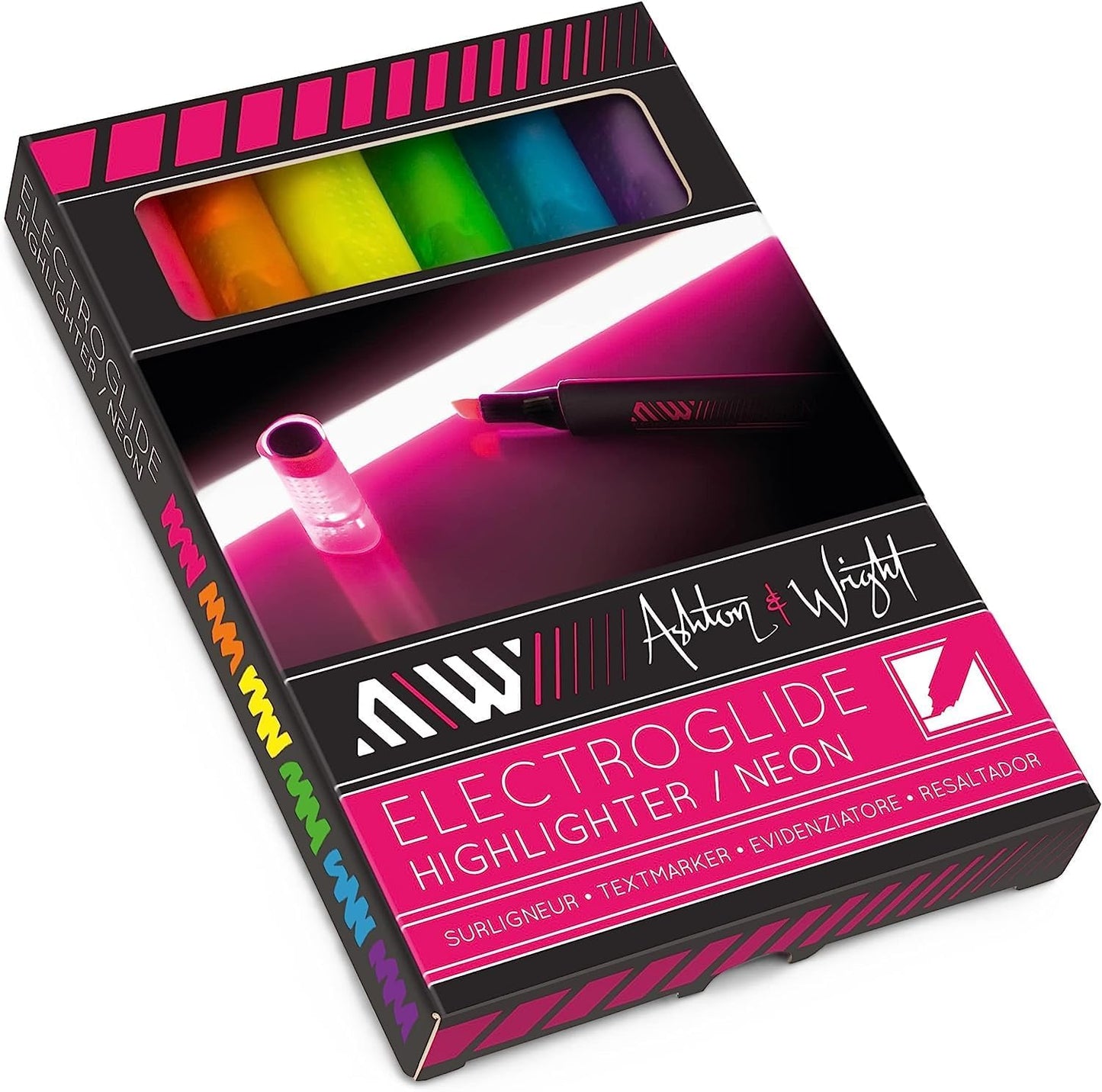 ElectroGlide Triangular Neon Highlighter Markers - Pack of 6 Pens
