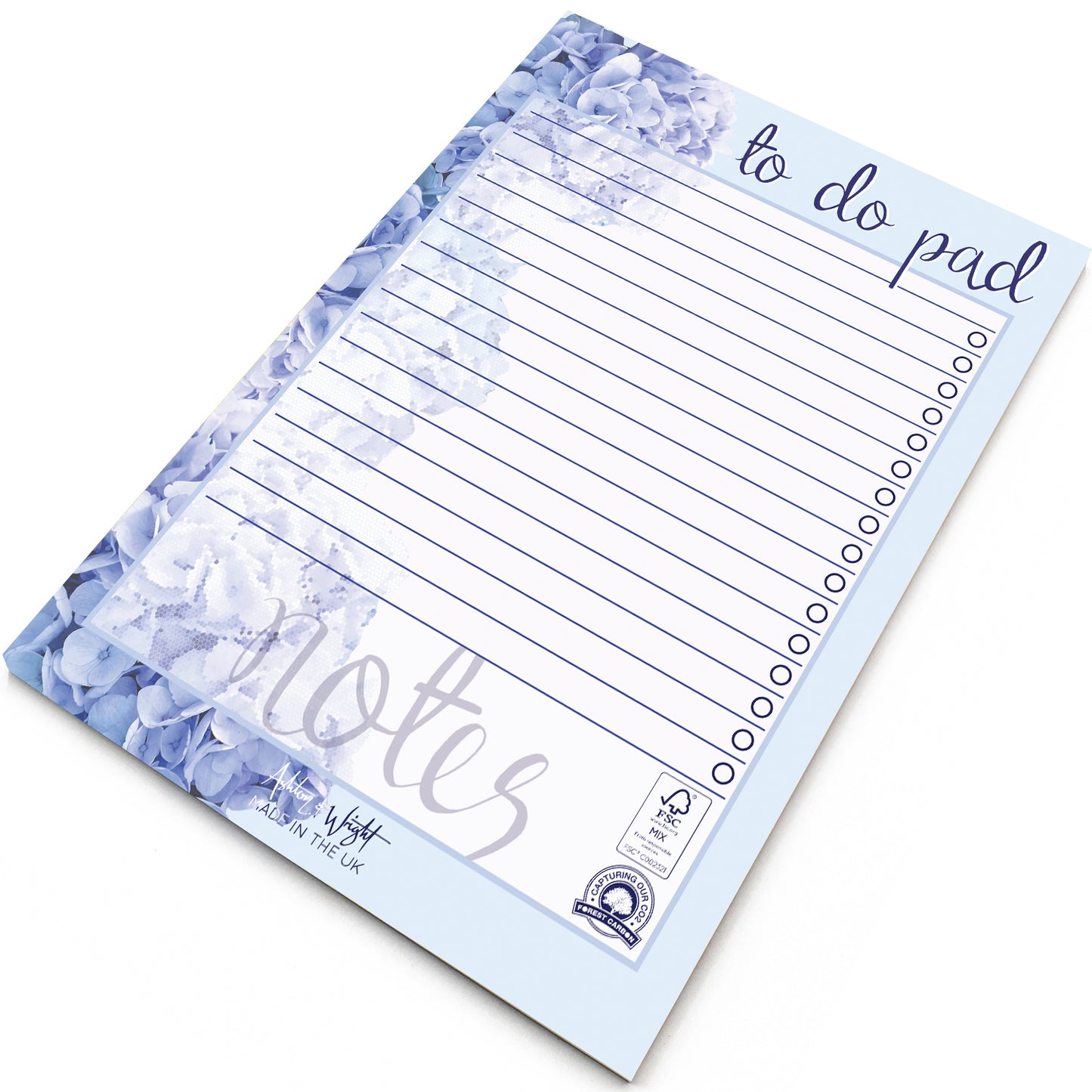 Daily to do Pad – A5 Blue Hydrangea Desk Planner Organiser