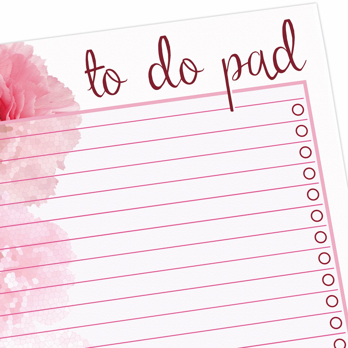 Daily to do Pad – A5 Pink Carnation Desk Planner Organiser