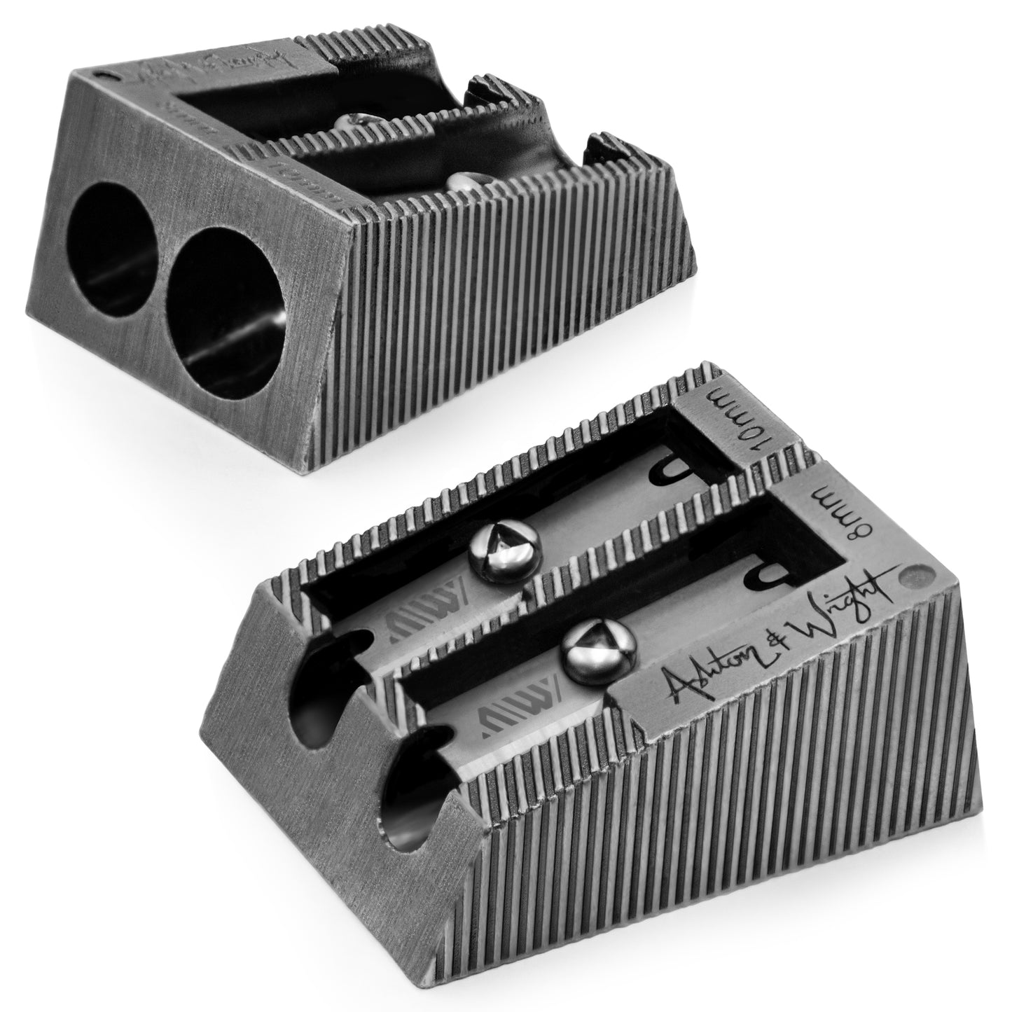 Metal Pencil Sharpeners | Single / Double Hole | Antique Silver / Copper Style | Twin Pack