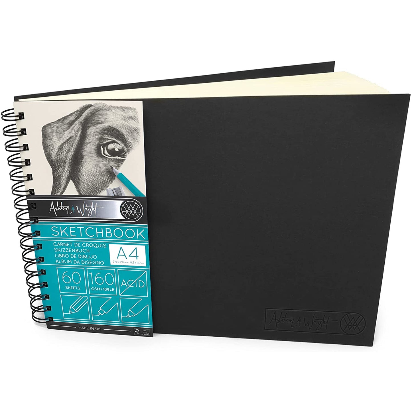 A4 Classic Ivory Hardback Spiral Bound Sketchbook