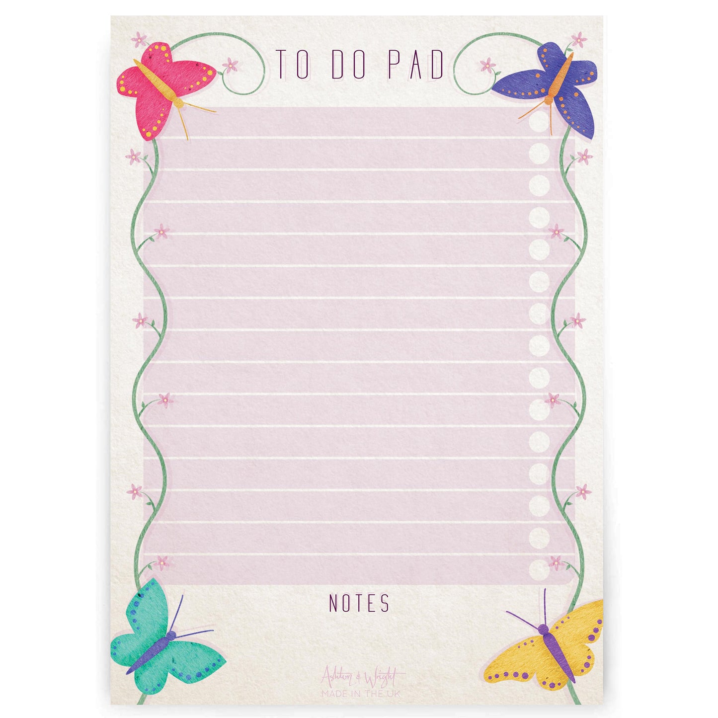 A5 To Do Pad - Butterfly Design