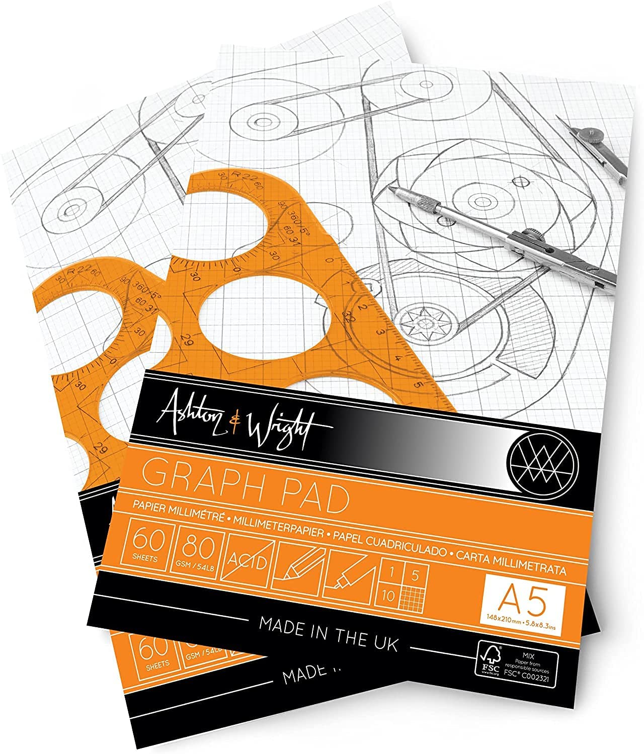 A5 Grey-Grid Graph Pad