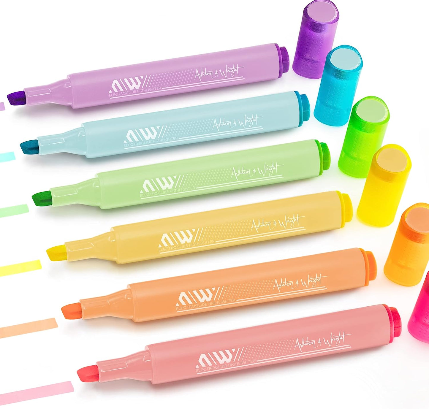 ElectroGlide Triangular Pastel Highlighter Markers - Pack of 6 Pens
