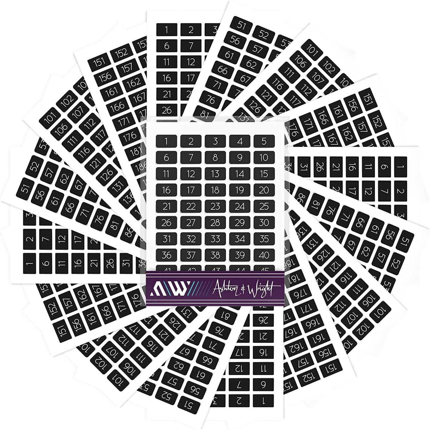 Numbered Stickers- 13 x 8mm - Black