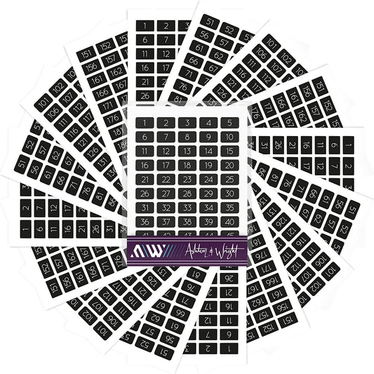 Numbered Stickers- 13 x 8mm - Black