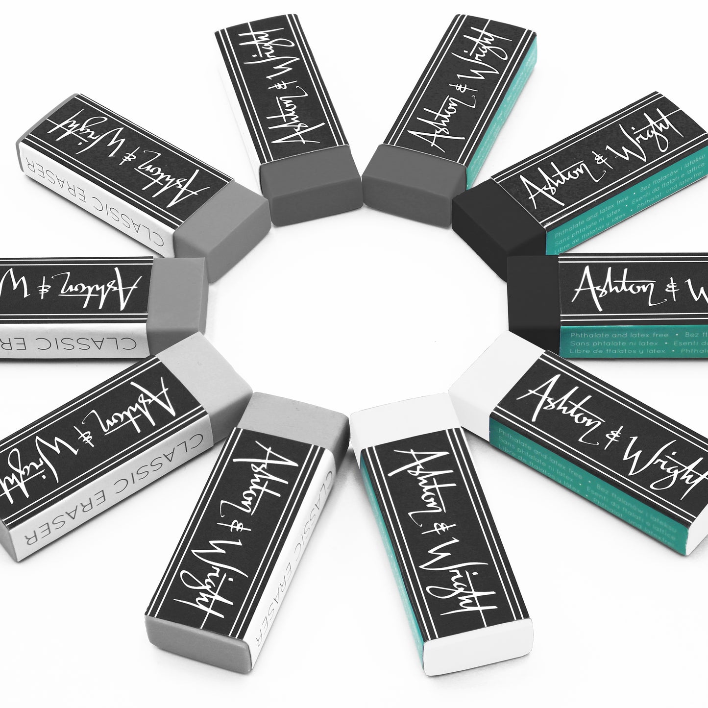 Classic Latex-Free Plastic Erasers - Grey Tones