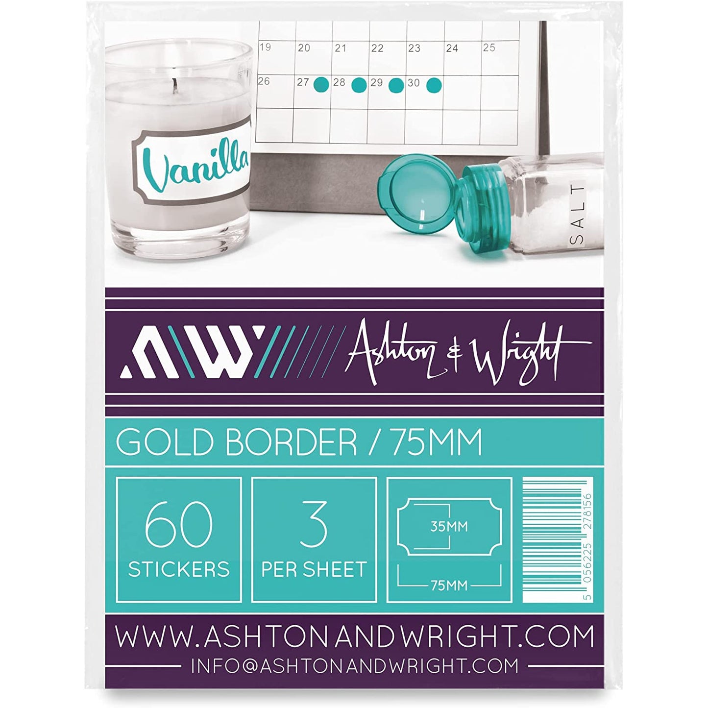 Gold Border Stickers - 75 x 35mm