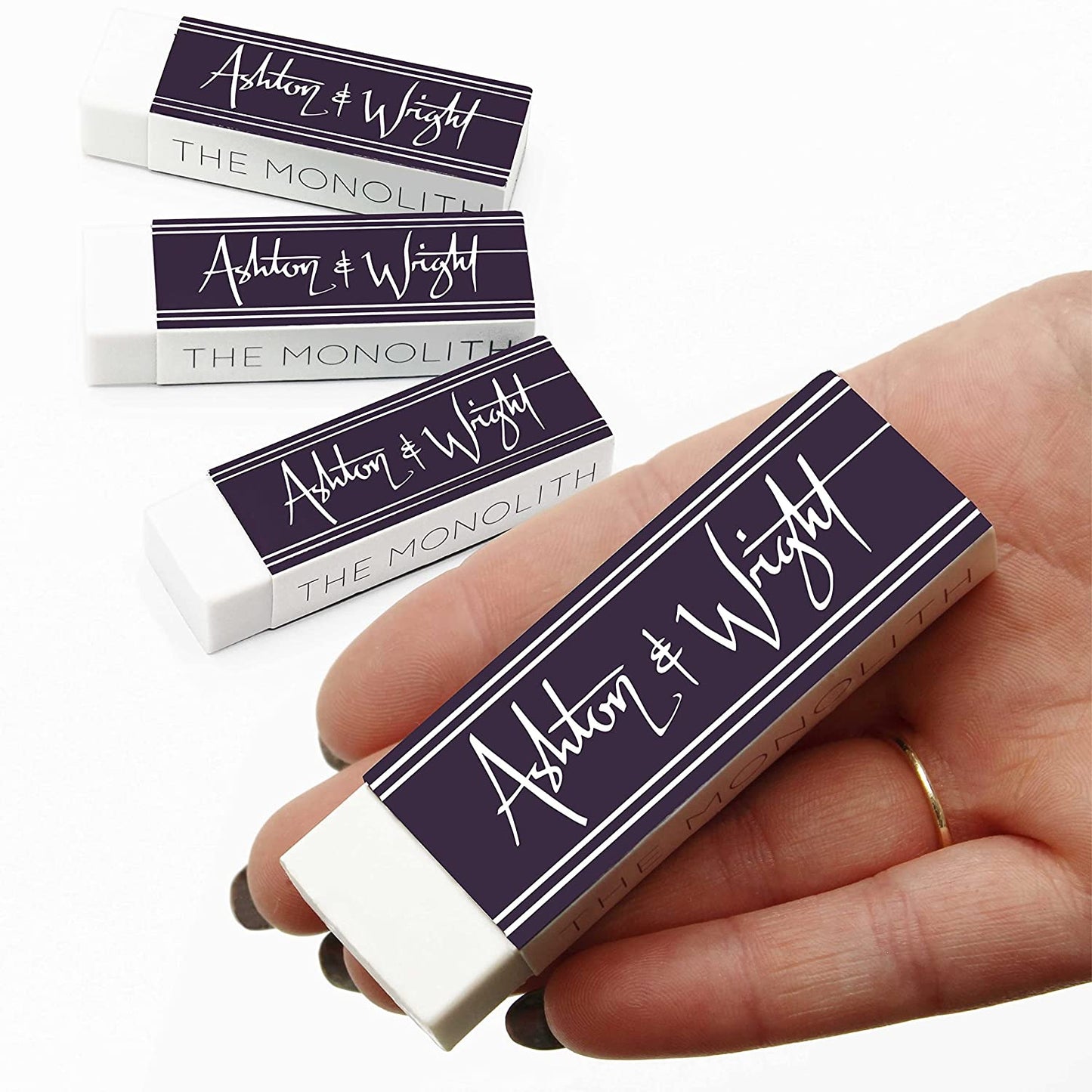 Classic Latex-Free Plastic Monolith Erasers - White