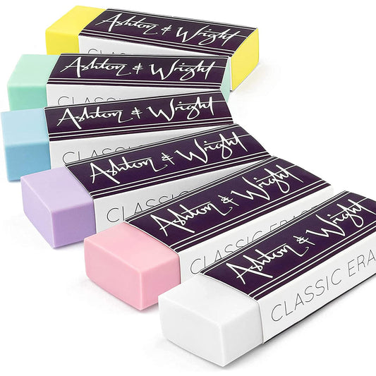 Classic Latex-Free Plastic Erasers - Pastel + 1 White