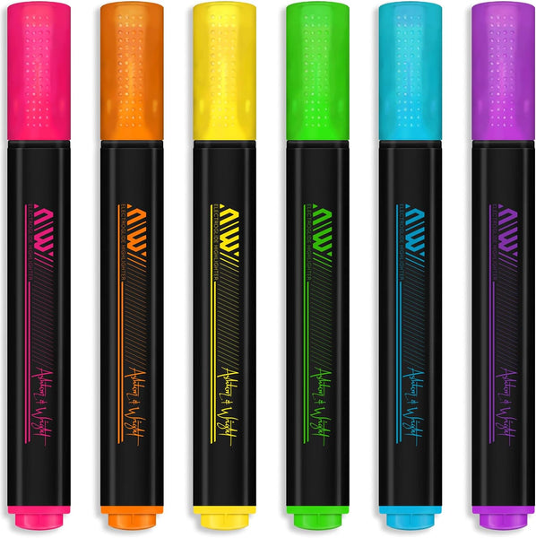 ElectroGlide Triangular Neon Highlighter Markers - Pack of 6 Pens
