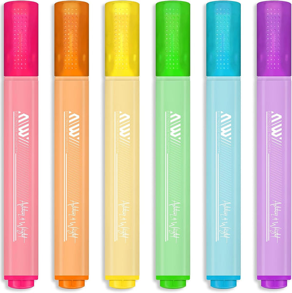 ElectroGlide Triangular Pastel Highlighter Markers - Pack of 6 Pens