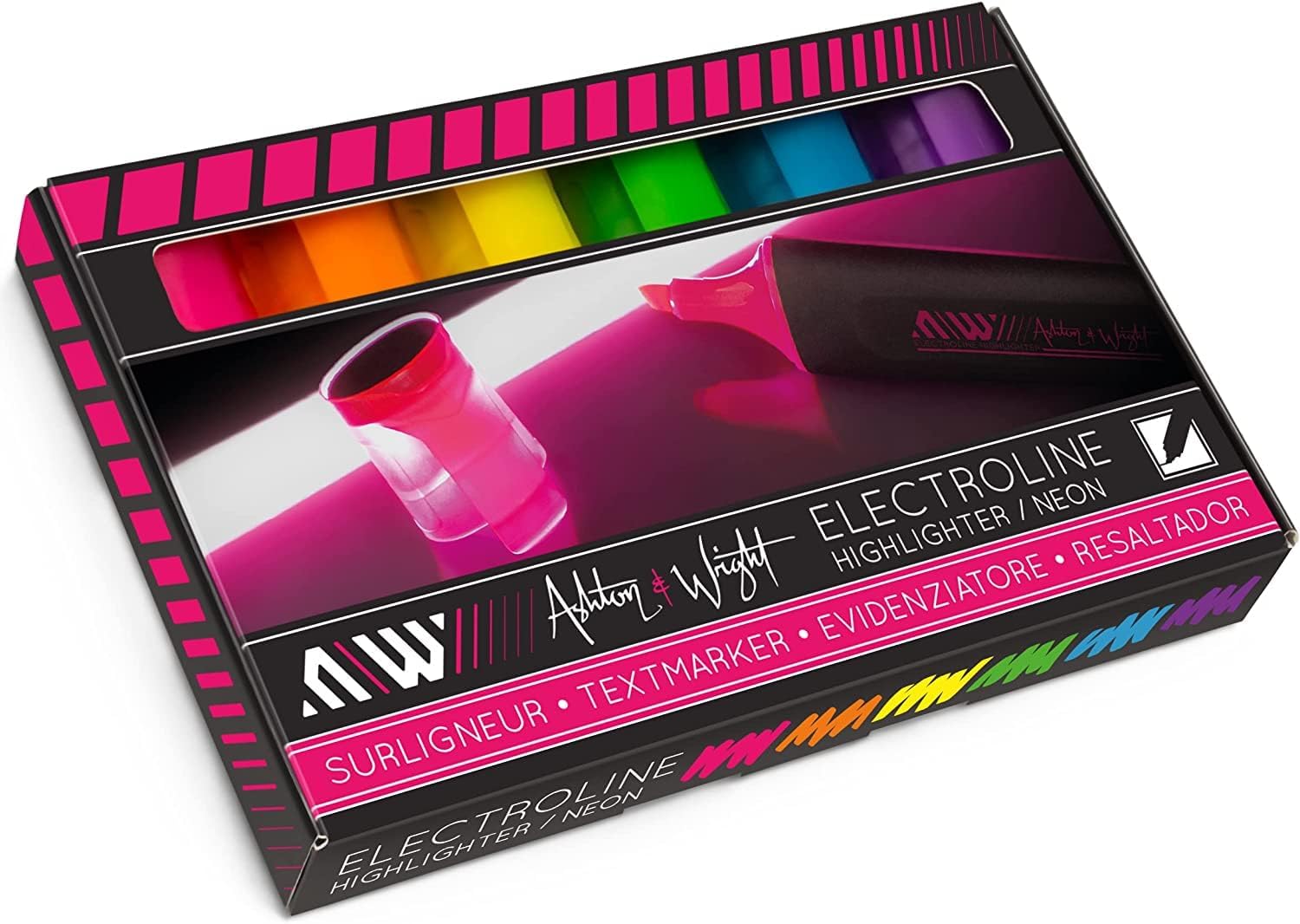 ElectroLine Classic Neon Highlighter Markers - Pack of 6 Pens