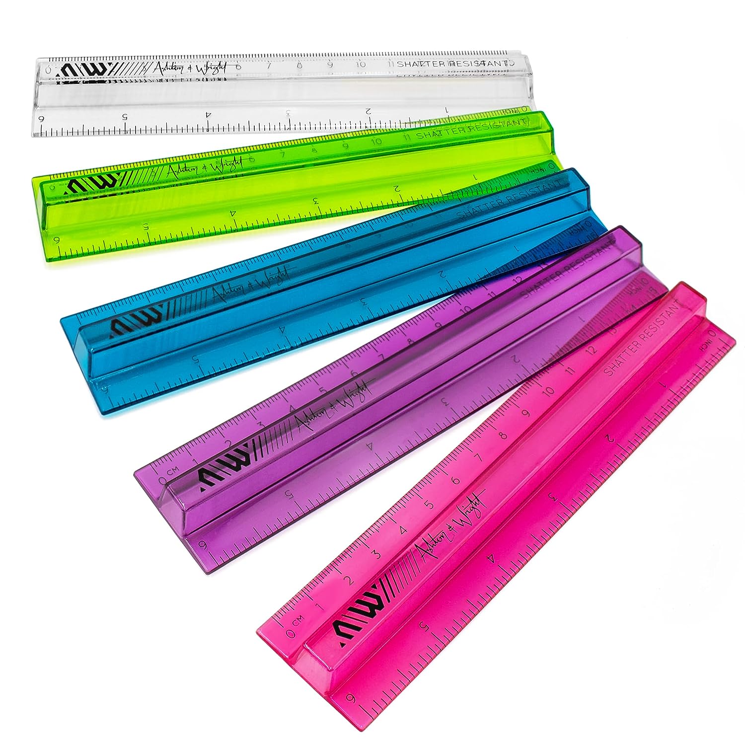 6 Inch / 15cm Rulers Shatter Resistant Pack of 5 Pastel Colours