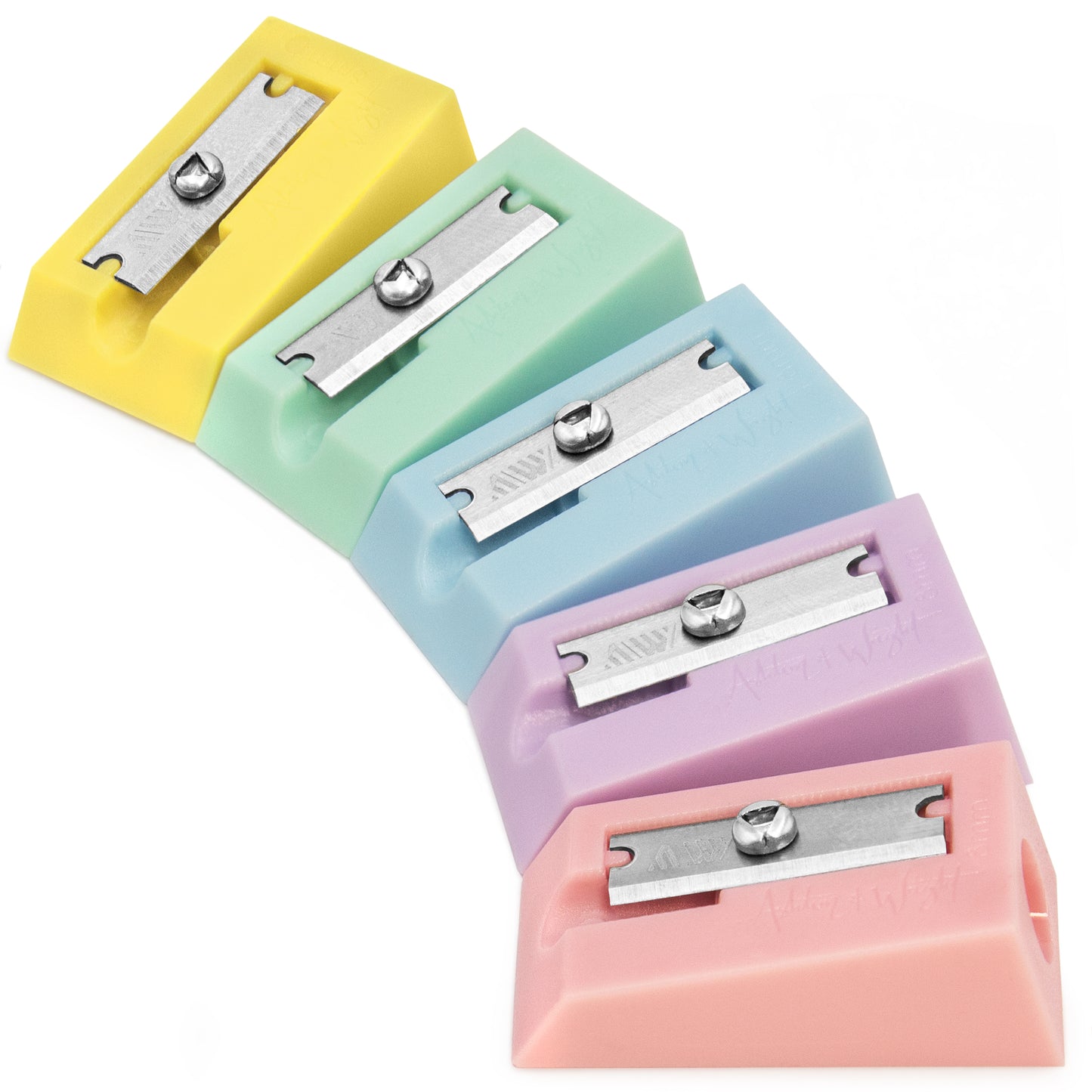 Plastic Pencil Sharpeners - Single Hole - Pastel / Glitter - Set of 5