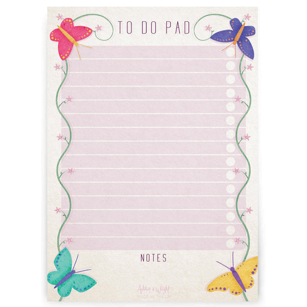 A5 To Do Pad - Butterfly Design