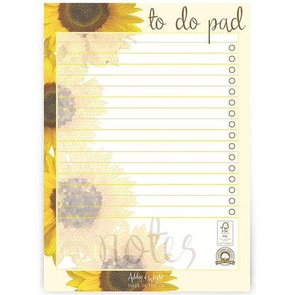 Daily to do Pad – A5 Sunflower Desk Planner Organiser