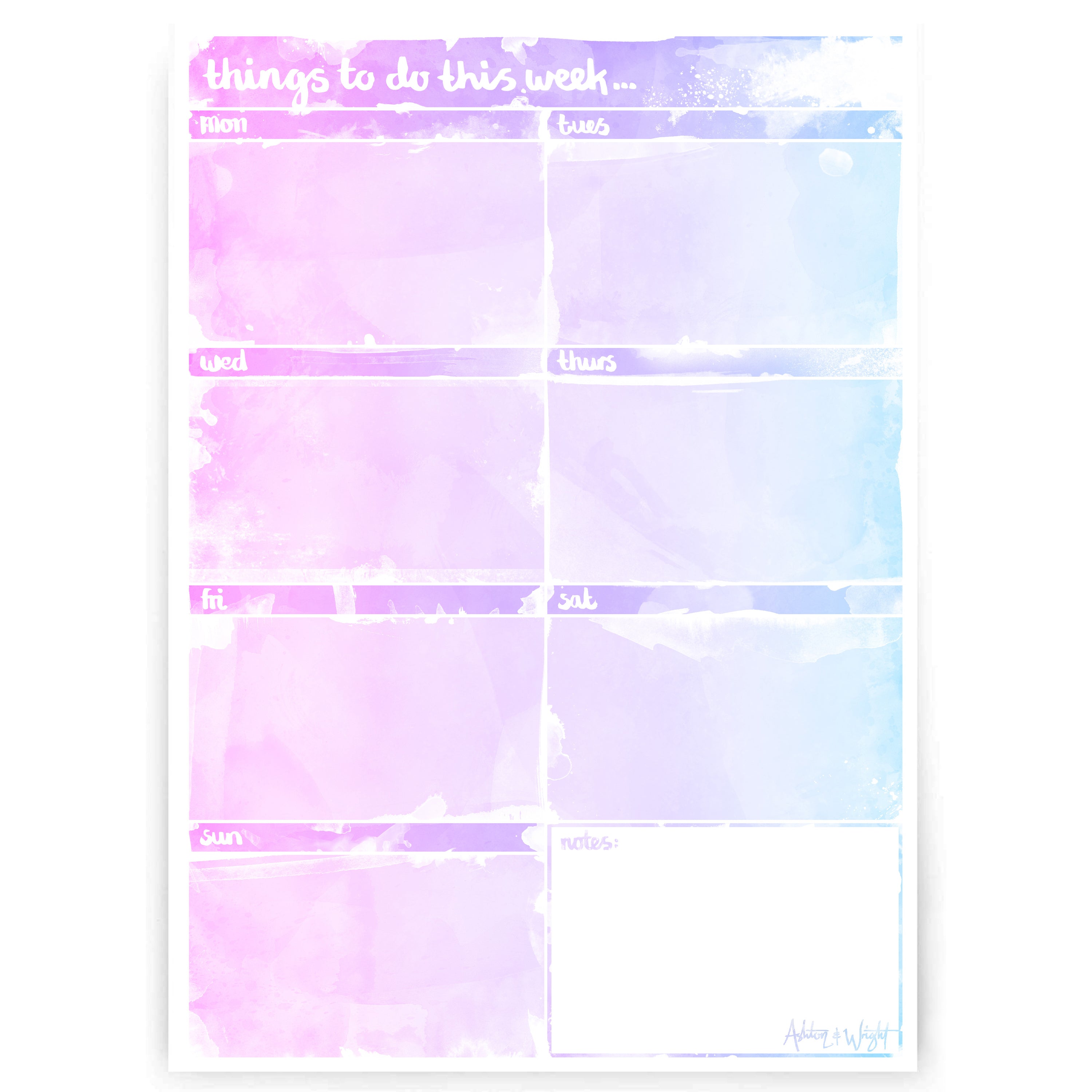 Weekly to Do Planner - A4 Watercolour Desk Pad