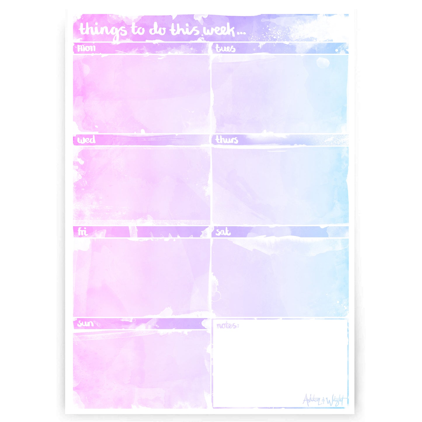 Weekly to Do Planner - A4 Watercolour Desk Pad