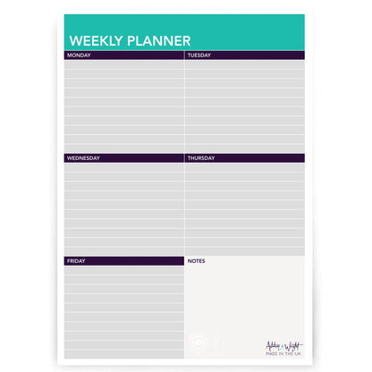 A4 Weekly Planner - Green & Purple