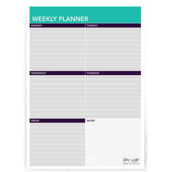 A4 Weekly Planner - Green & Purple