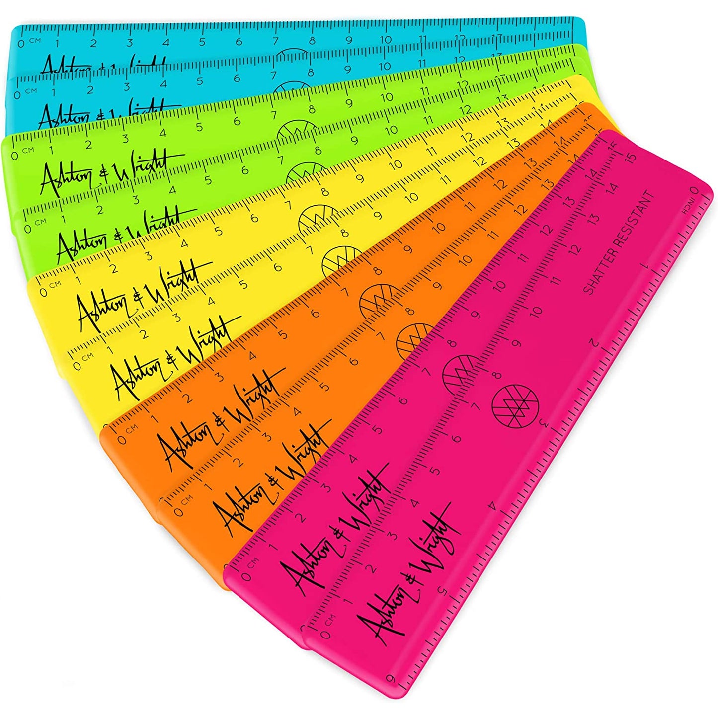 Shatter Resistant Tropical Neon Rulers - 6 Inch / 15cm